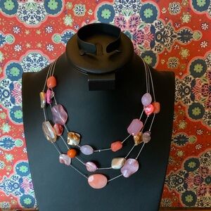 Vibrant Multicolor Gemstone Necklace Vintage Jones NY